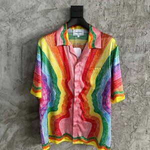 Casablanca Cuban Collar Silk Short Sleeve Shirt Mind Vibrations